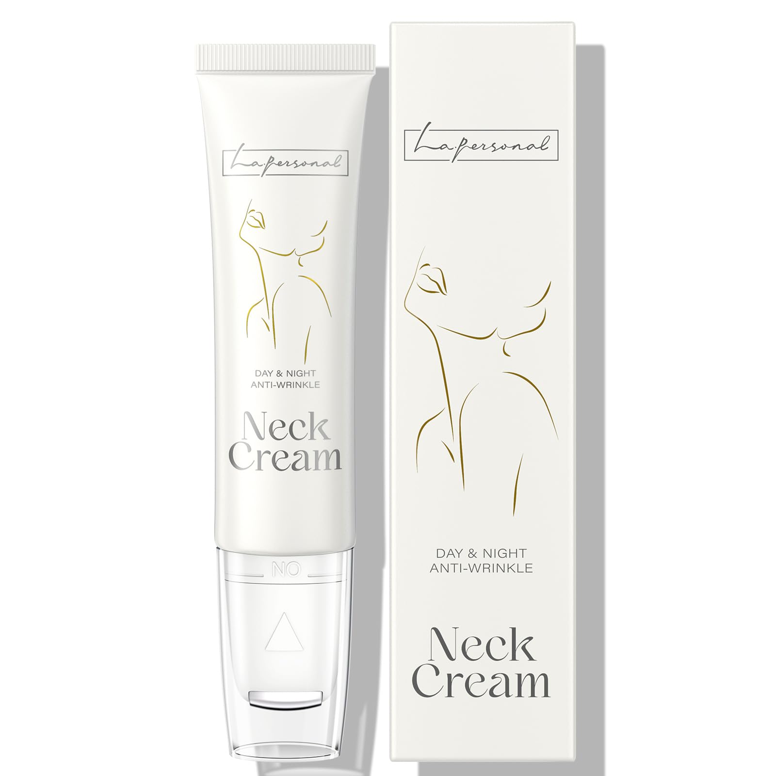 LA.PERSONAL Hals und Dekolleté Creme Natürlich Neck Firming Cream mit Lift Cooling Rolle, Neck Halscreme Straffend, Straffung und Lifting Nackencreme, Glättet Falten, Strafft und Hebt die Haut, 60ml