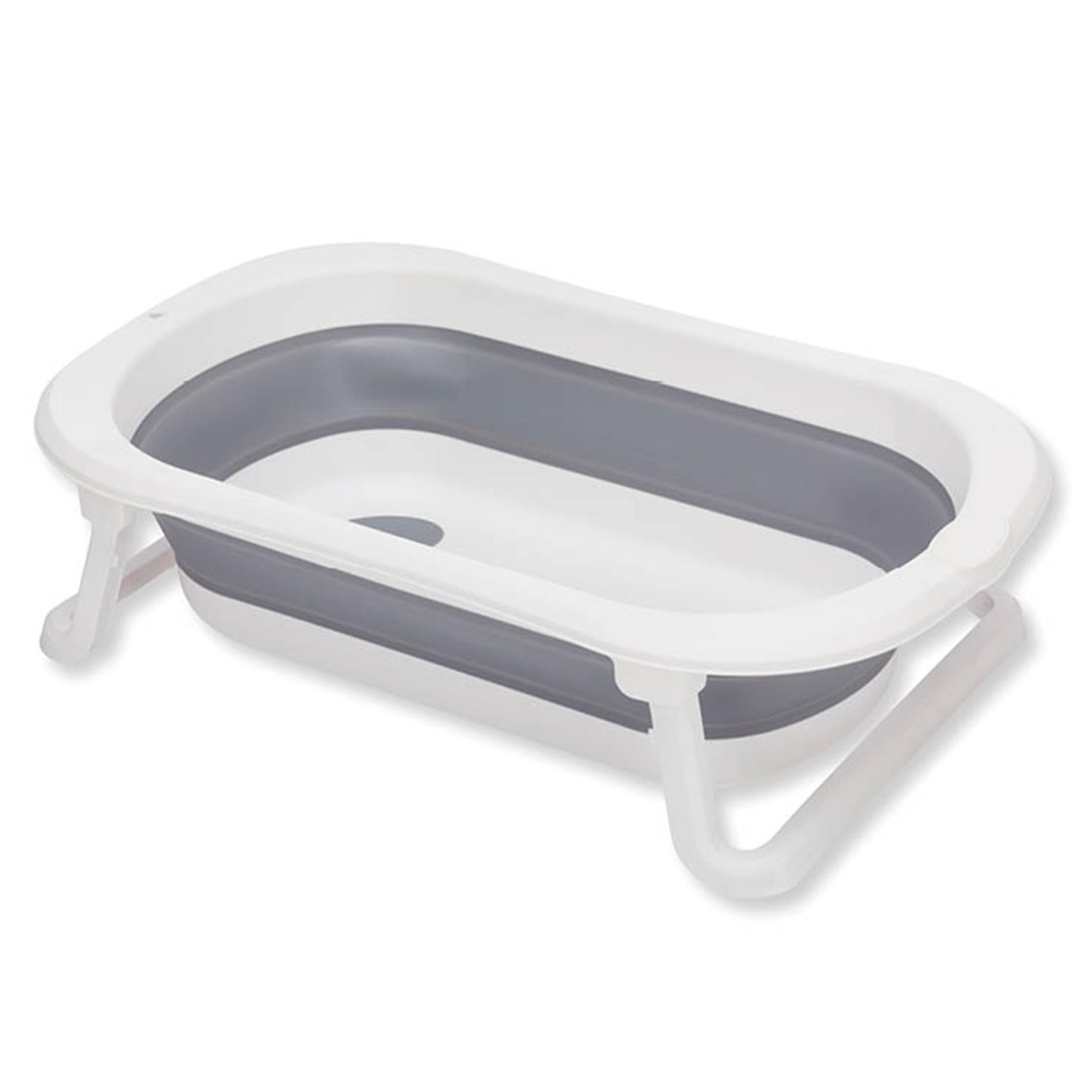 Fillikid Orka, vasca da bagno pieghevole per bambini, grigio/bianco | Vasca salvaspazio con gambe pieghevoli, rivestimento antiscivolo e tappo di scarico