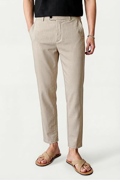 GINGTTO Leinenhose Herren Stretch Slim Fit Anzughose Business Männer Sommerhose - 2