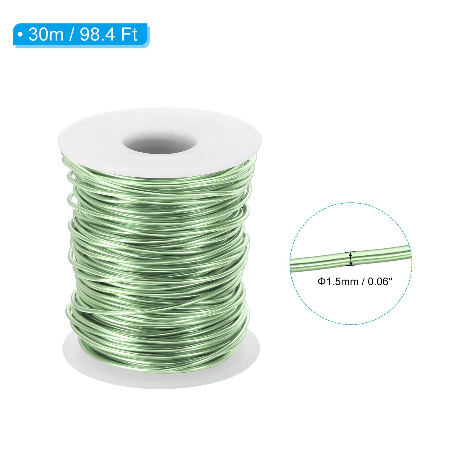 PATIKIL 15 Gauge 1.5mm Aluminum Craft Wire, 98.4 Ft Metal Wire Armature Bendable Wire for Jewelry Making Metal Wrap DIY Grass Green - Image 2
