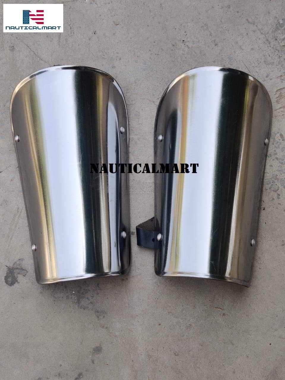 NauticalMart Steel Arm Bracers - 18 Gauge Battle Ready Armor with Adjustable Leather Straps for LARP, Cosplay, and Medieval Reenactments for Fantasy Enthusiasts - Image 2