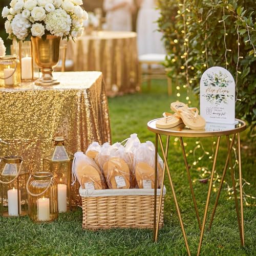 Image of 24 Pairs Bulk Flip Flops for Wedding Guests | Reception Sandals, Wedding Party Favors with Sign, Size Cards, Bagged, Dance Floor Slippers