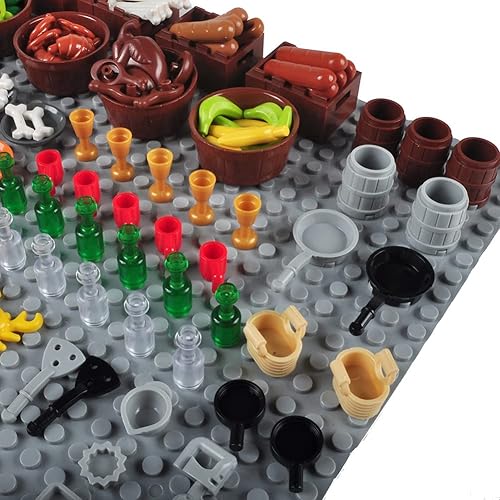 Miniatura 4 de 180 piezas de bloques de construcción de alimentos, accesorios de cocina, juego de ladrillos de construcción, juego de construcción de bricolaje,