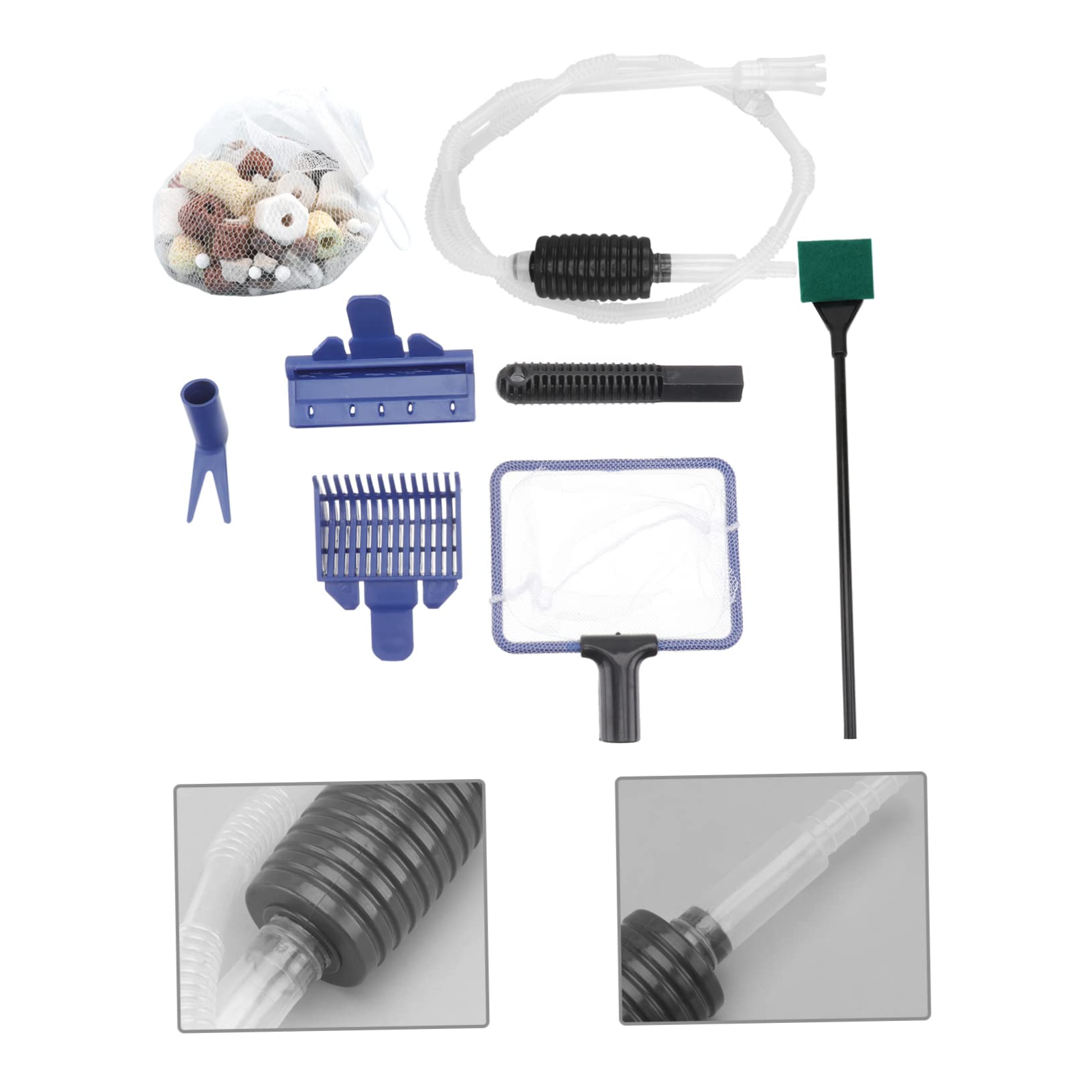 Yardwe Fish Tank Water Change Kit Aquarium Vacuum Cleaner Gravel Quick for Water Change Sponges