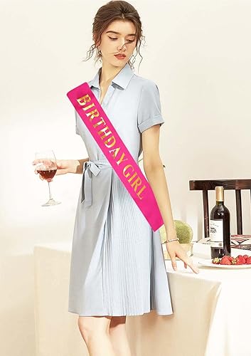 Miniatura 3 de MGJSRNH Banda de cumpleaños para niña con lámina dorada, banda rosa satinada suave para mujer, decoraciones de feliz cumpleaños para dulces 16, 18,