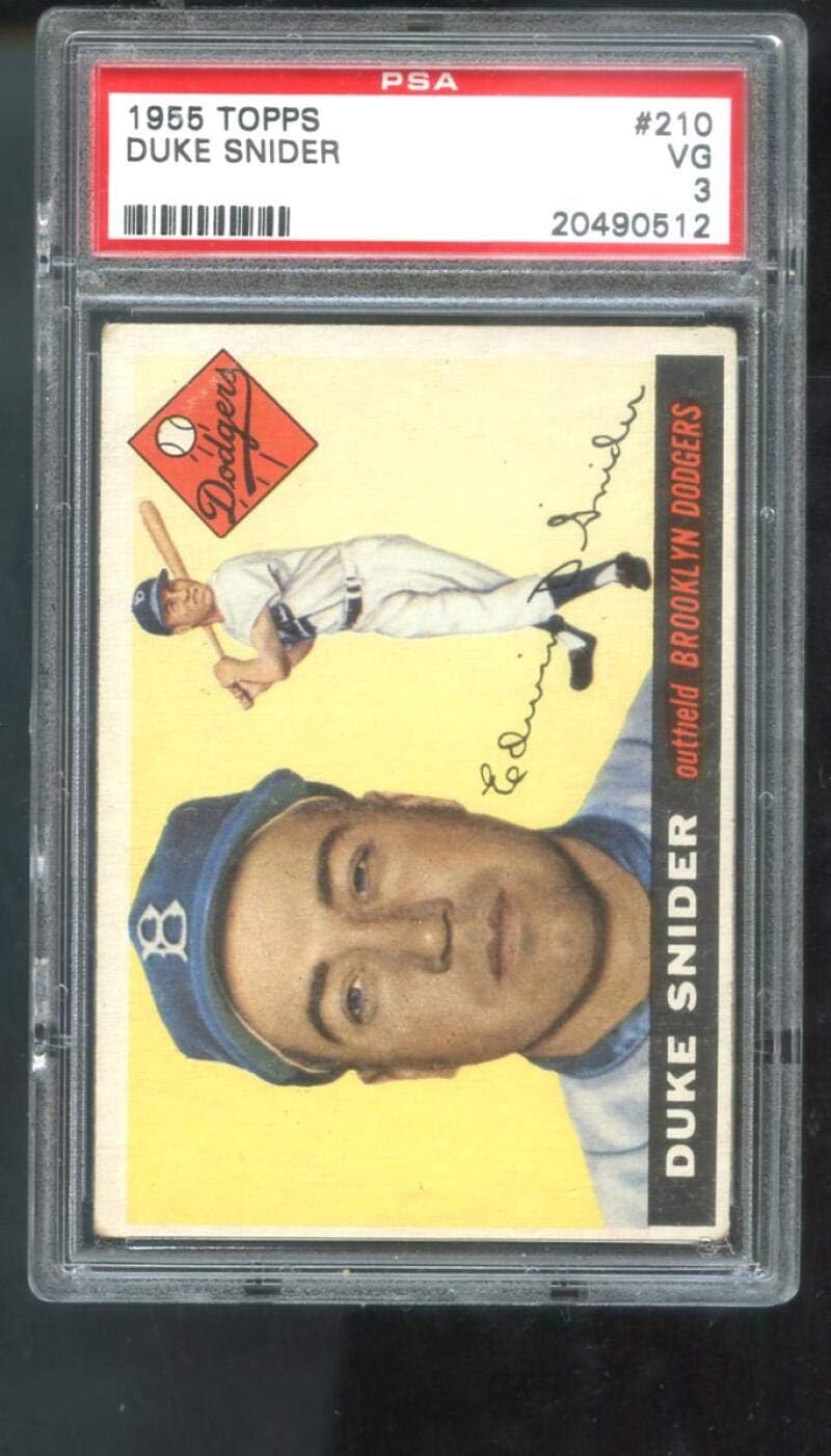 1955 Topps #210 Duke Snider Brooklyn Dodgers MLB PSA 3 Graded Baseball Card