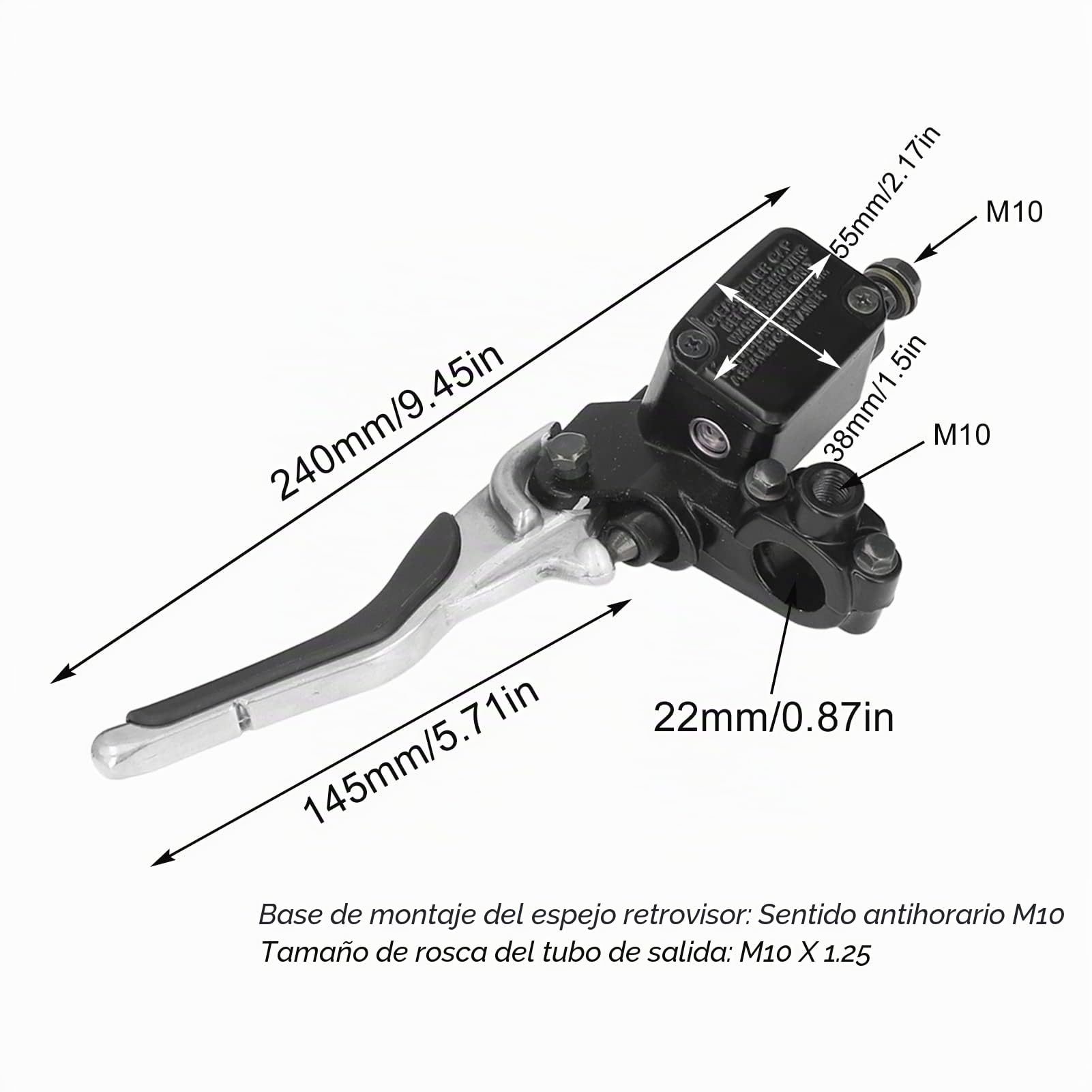Mango de freno, 1 par de palanca de cilindro de freno de manillar izquierdo y derecho de aleación de aluminio para motocicleta con lata de aceite para YQ50 Aerox 1997-2013