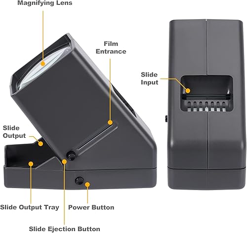 Miniatura 6 de Visor de diapositivas de 1.378 in, visor de película negativa y diapositivas con aumento 3X y visualización iluminada con iluminación LED,