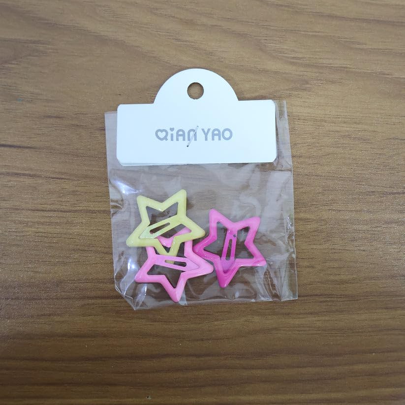 Image of Star Shaped Hair Clips for Women and Womens, Decorative Metal Snap Hair Accessories for Daily Wear, School and Party, Assorted Colors, Pack of 12 Pieces