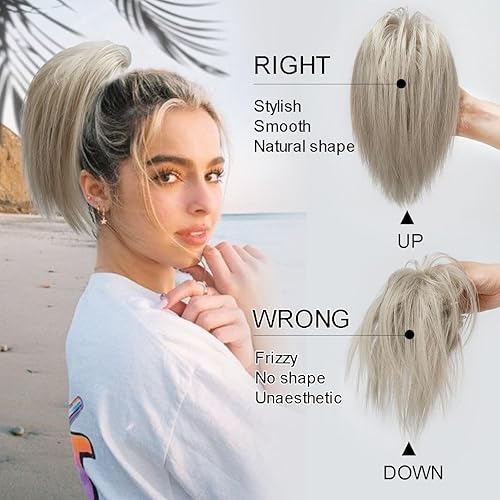 Miniatura 3 de NOSTALGIA Extensiones de cabello con clip de garra, cola de caballo falsa con clip, accesorios de moño despeinado, moños de pelo para mujer