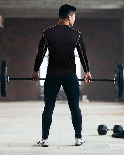 Miniatura 5 de Hicarer Paquete de 6 camisas de compresión atlética para hombre camisetas de manga larga para entrenamiento correr camisetas deportivas