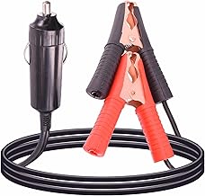 1M Car Cigarette Lighter Extension Cable Cigarette Lighter Plug Extension Cord 16AWG Wire 12V/24V Medium Alligator Clip to Car Power Plug Extension Wire Built-in 15A Fuse for Power
