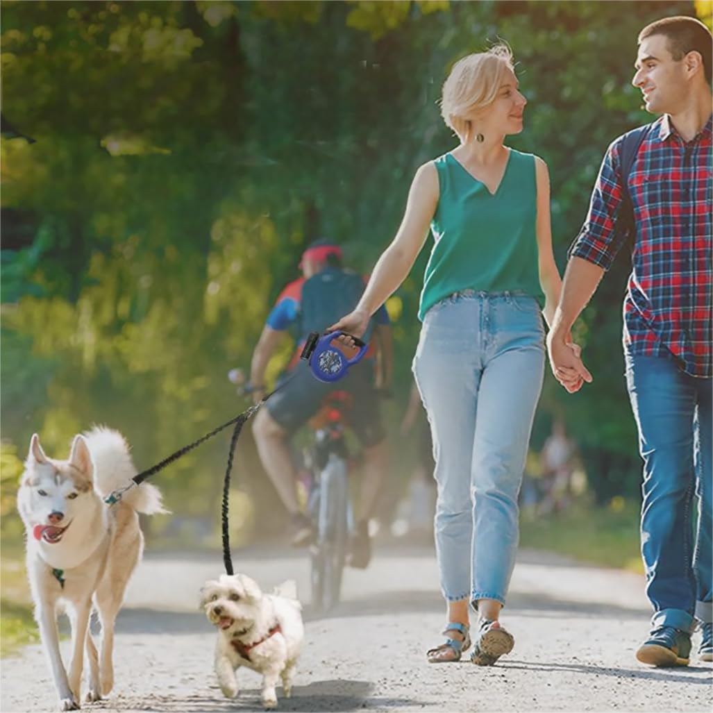 Smycz dla 2 pies regulowana, obracana o 360°, do małych, średnich i dużych psów