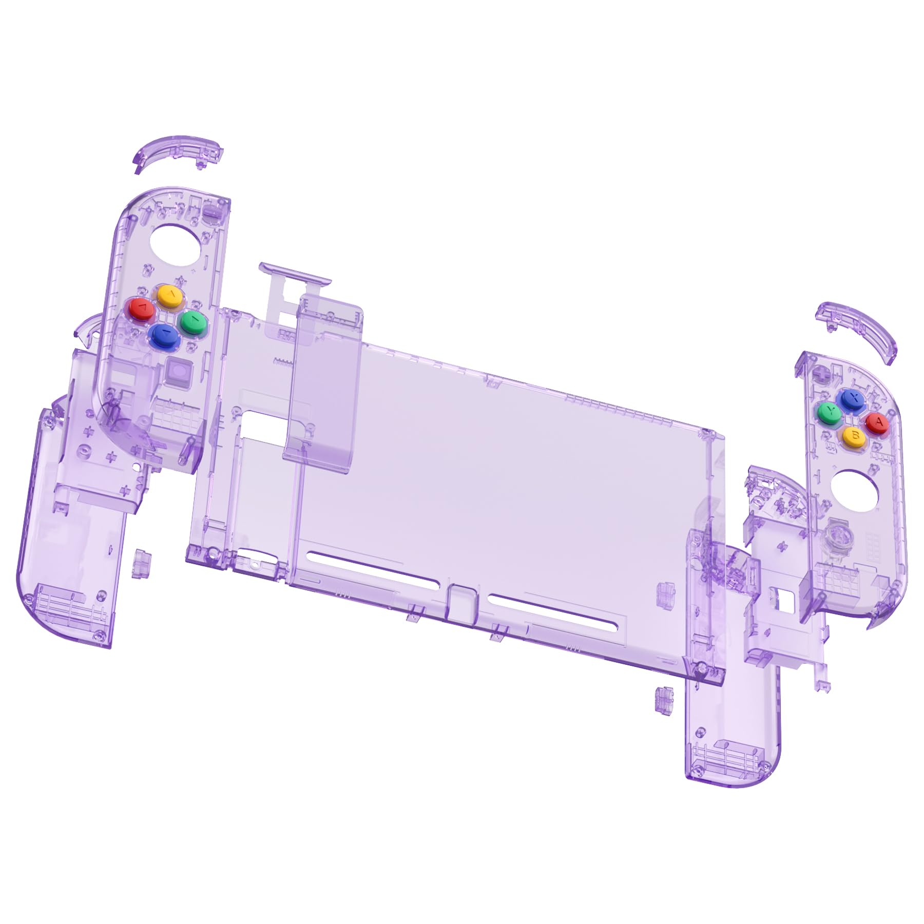 eXtremeRate Carcasa Cristalina para Nintendo Switch Accesorios Funda Protector Shell Placa de Reemplazo con Botones para Nintendo Switch Consola Joycons Control(Cristal Violeta)