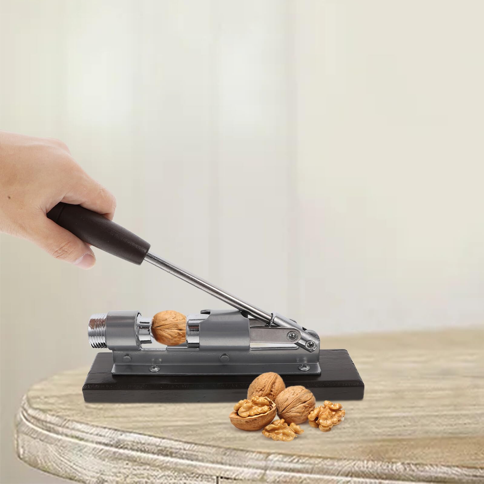 Pinza per Noci Manuale Pesante in Legno di Faggio e Lega di Alluminio Manico Ergonomico per Aprire Noci in Cucina
