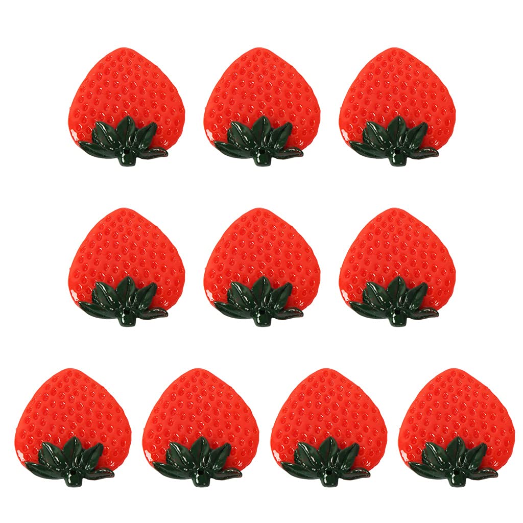 NEWFT 10 Pcs Artificial Strawberry Slices Blocks Simulation Fake Fruit Model Photography Props for Party Kitchen Wedding Decoration Cognitive