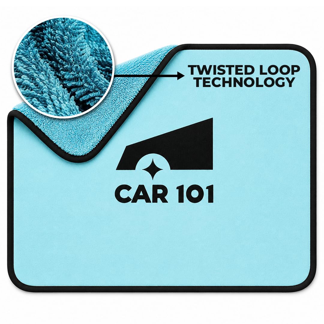 CAR101 - Microfiber Cleaning Cloths - Superior Softness, Suede Border, Ultimate Water Absorption - 600 Gsm Twisted Loop Microfiber Towel Ideal For Car, Bike And Household Cleaning, Blue (60X50Cm)-image-31