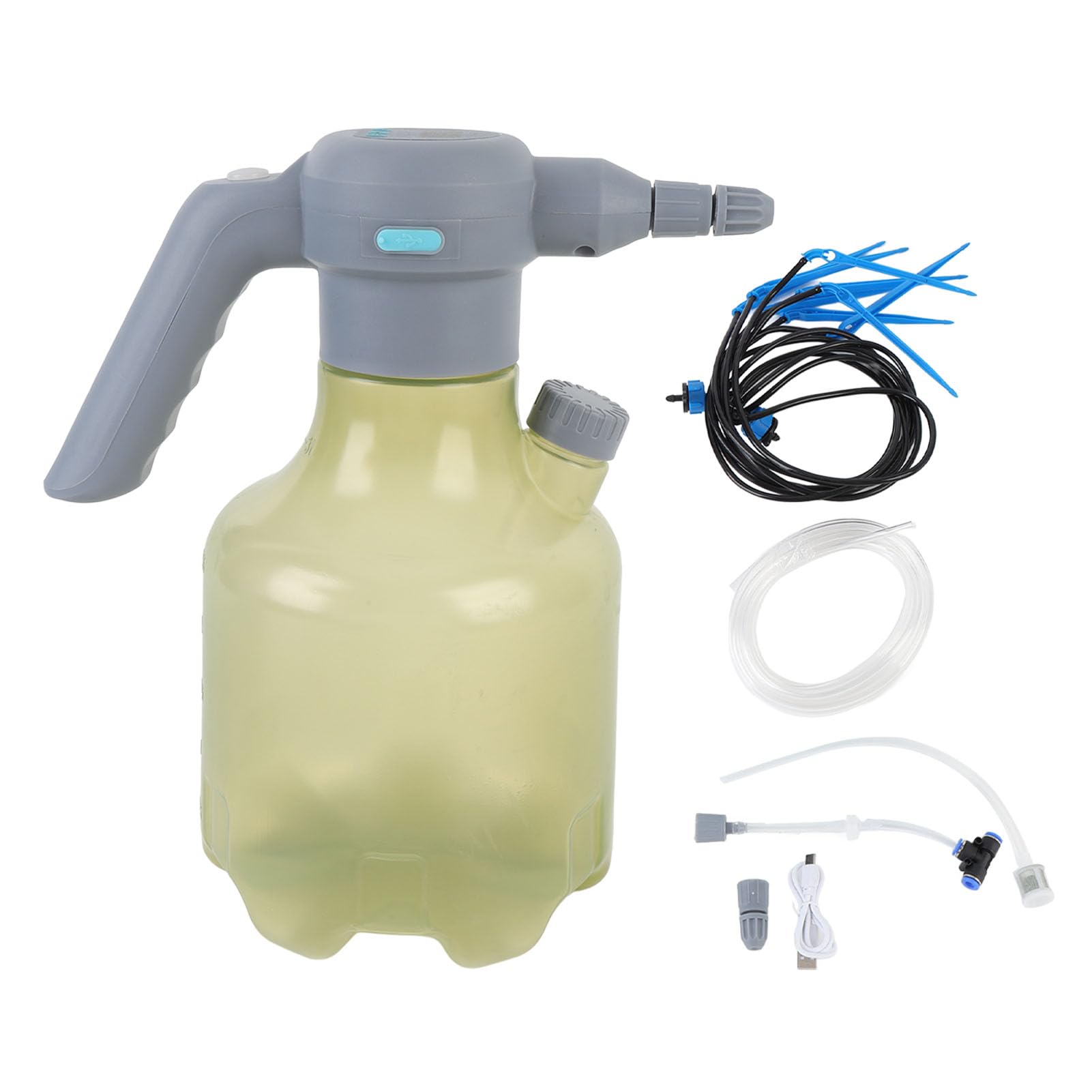 Pflanze, Doppel Zeitgesteuerte Bewässerung Wiederaufladbarer Batteriebetriebener Sprühflasche mit 3L -Wassertank für Topfpflanzen Garten Rasen Balkon Gewächshaus (Yellow)