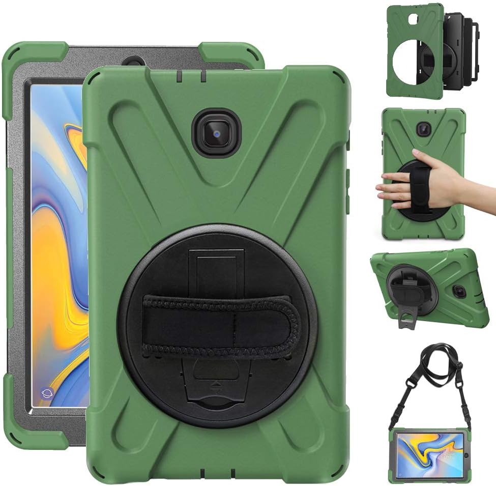 Gzerma Case for Samsung Galaxy Tab A 8.0 SM-T387 Case 2018 Childproof with Stand, Strap and Shoulder Holder Rugged Hard PC Silicone Cover for Samsung Tab A 8.0 T387V Verizon 8 inch Tablet, Green 2