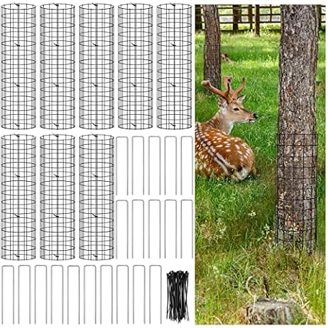 8 Pcs Tree Trunk Protector from Deer Tree Protectors with 48 Ties and 20 Metal Nails Metal Tree Wraps to Protect Bark Mesh Tree Guards Tree Trunk Wrap Tree Sapling Protection for Tree Plant Garden Cover