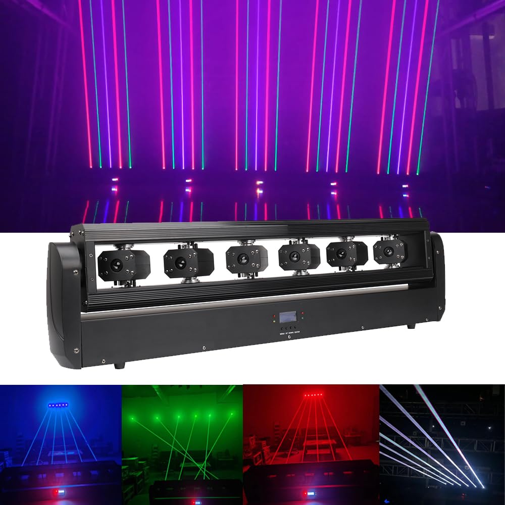 Projecteur Laser DJ 6 Yeux Plein Spectre, Lumière de Scène Discothèque Événement Club Bar, Lumières Laser pour Boîte de Nuit