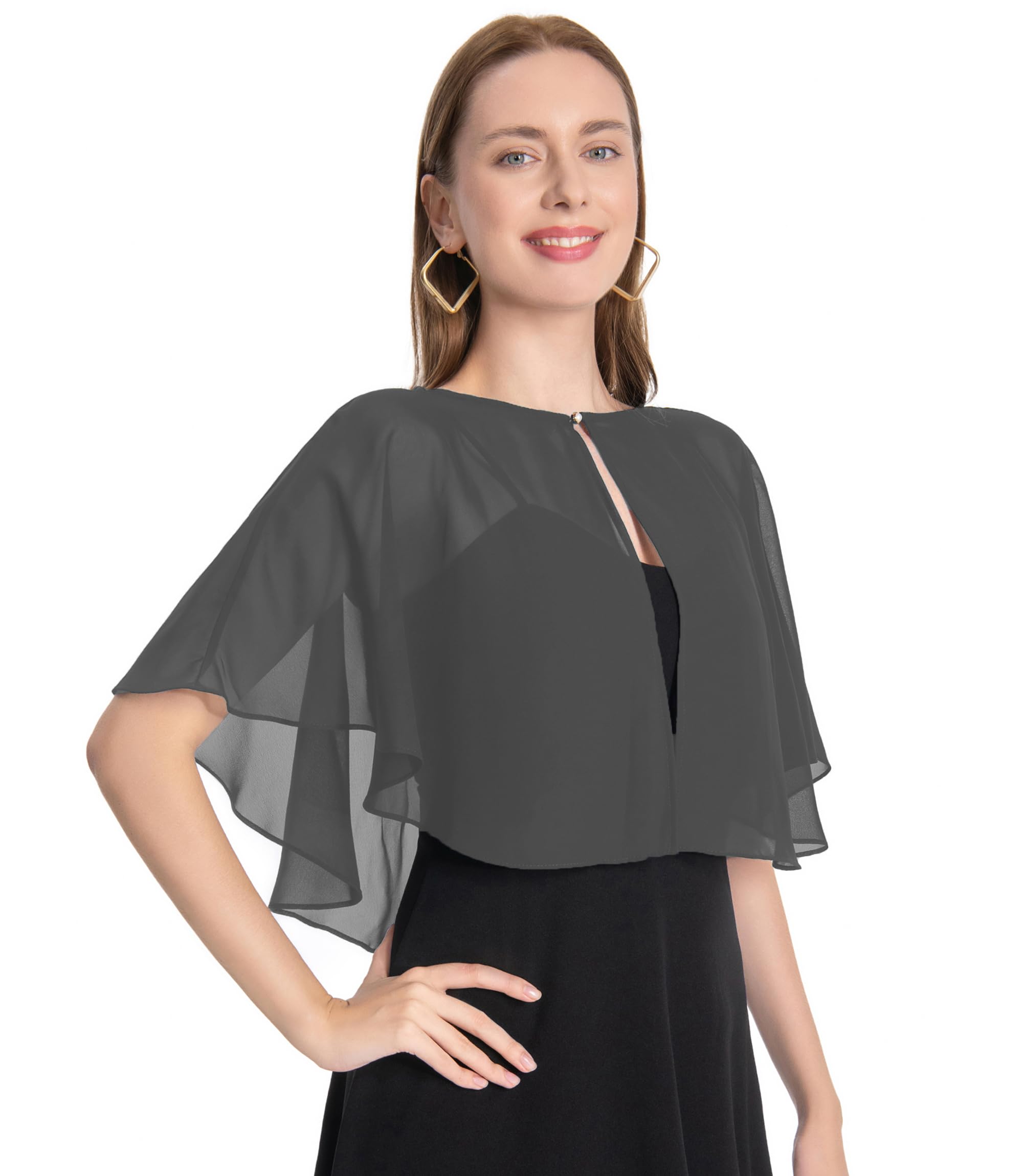 Pukguro Capelets for Women Soft Chiffon Shawls Wraps Shurg for Evening Wedding Capes Bolero Cover Up