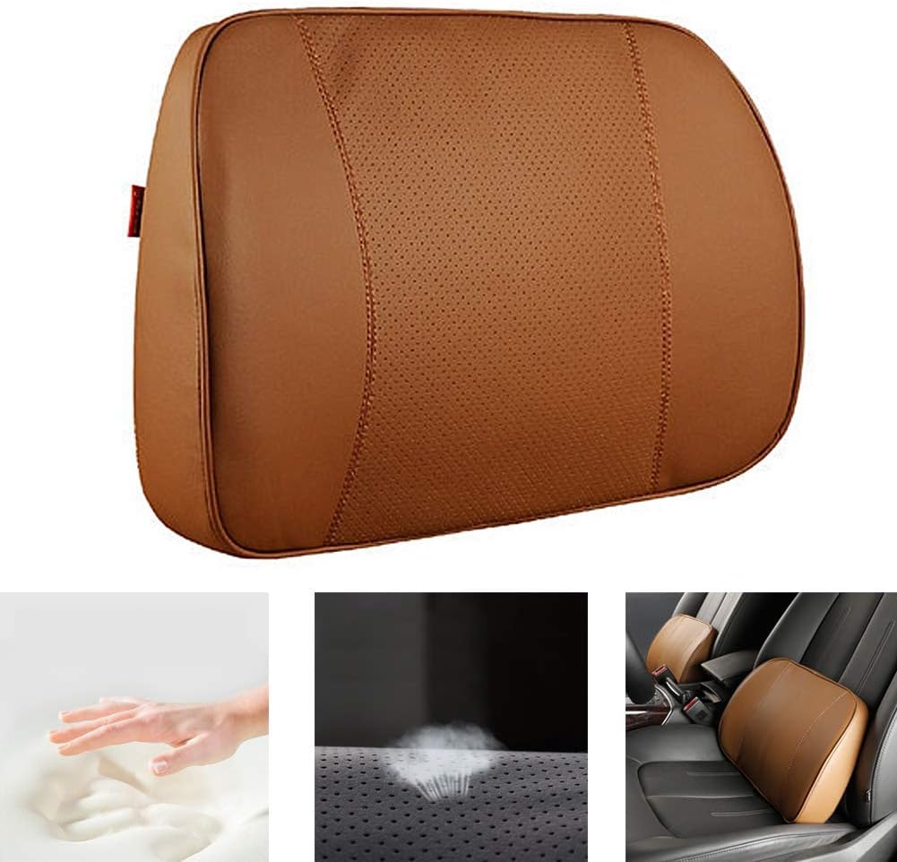 Support lombaire de voiture en cuir premium et mousse ergonomique