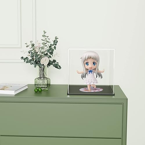 Miniatura 2 de CRMPro Vitrina de acrílico transparente con base negra mate, vitrina a prueba de polvo, caja de exhibición de acrílico cubo para coleccionables (7 x