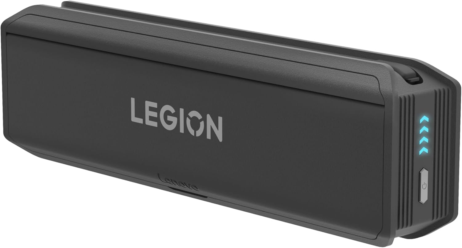 Lenovo Legion Go 65W 12800 Power Bank, Portable Power for Handheld Gaming and Other Devices, USB-C Integrated Cable, Magnetic Attach, Built-in Stand, Black