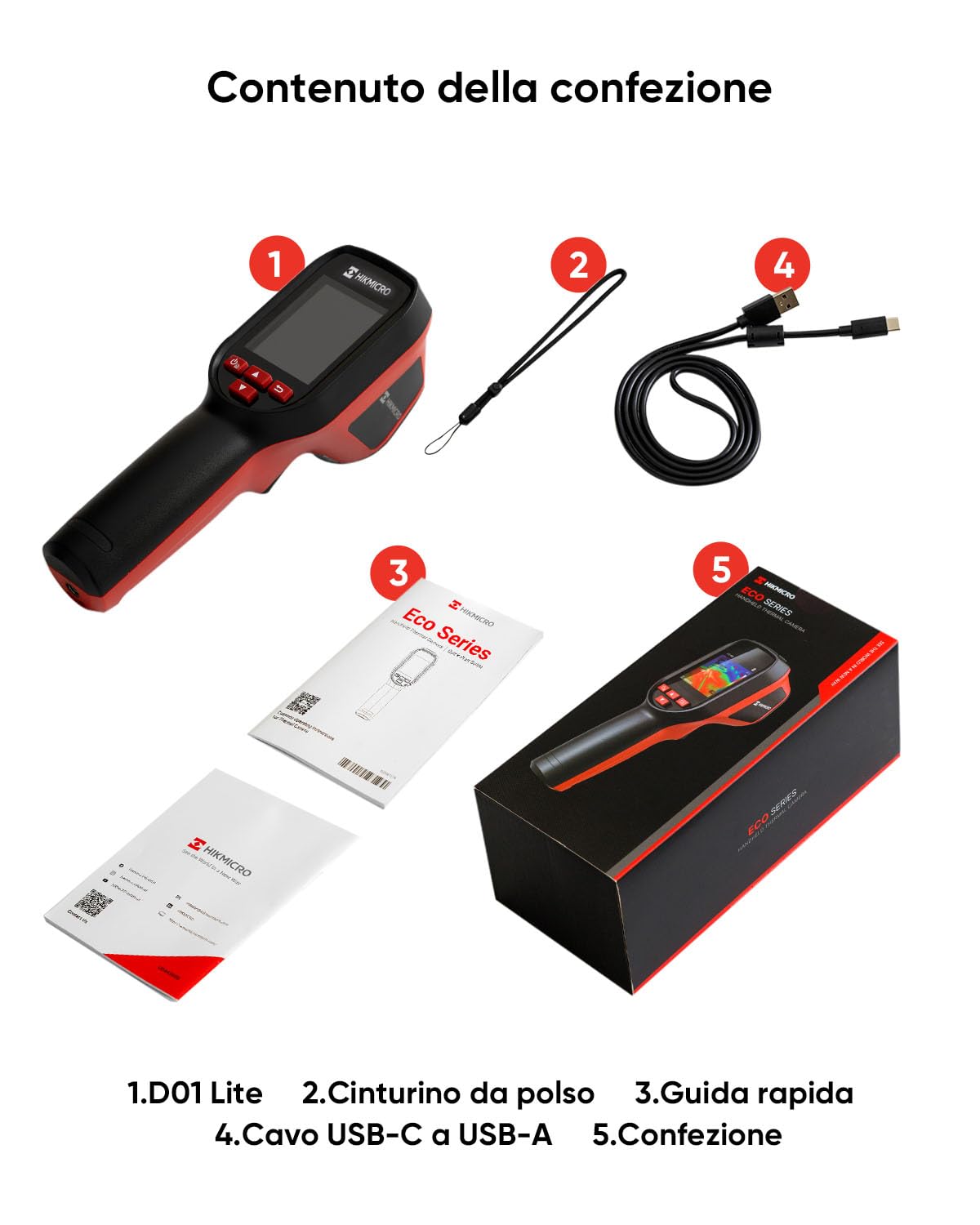 HIKMICRO D01 Lite Termometro a Infrarossi -20°C a 550°C 2,4" Schermo Intero Risoluzione IR 96×96 Modalità Duale 14 Ore