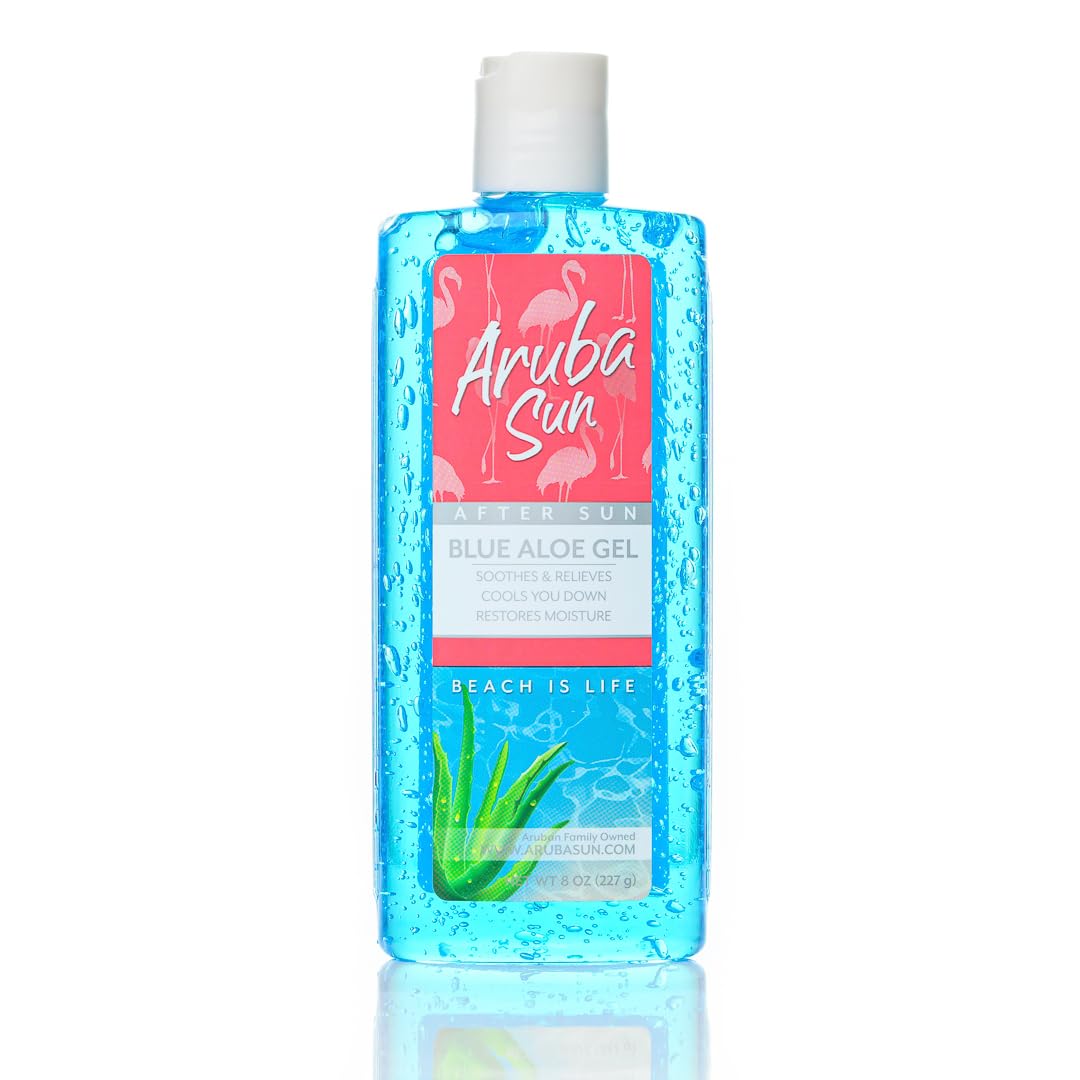 After Sun Cooling Aloe Vera Blue Gel, 8 oz, Infused with Vitamin E & Tea Tree Oil to Soothe, Calm & Hydrate your Sunburn