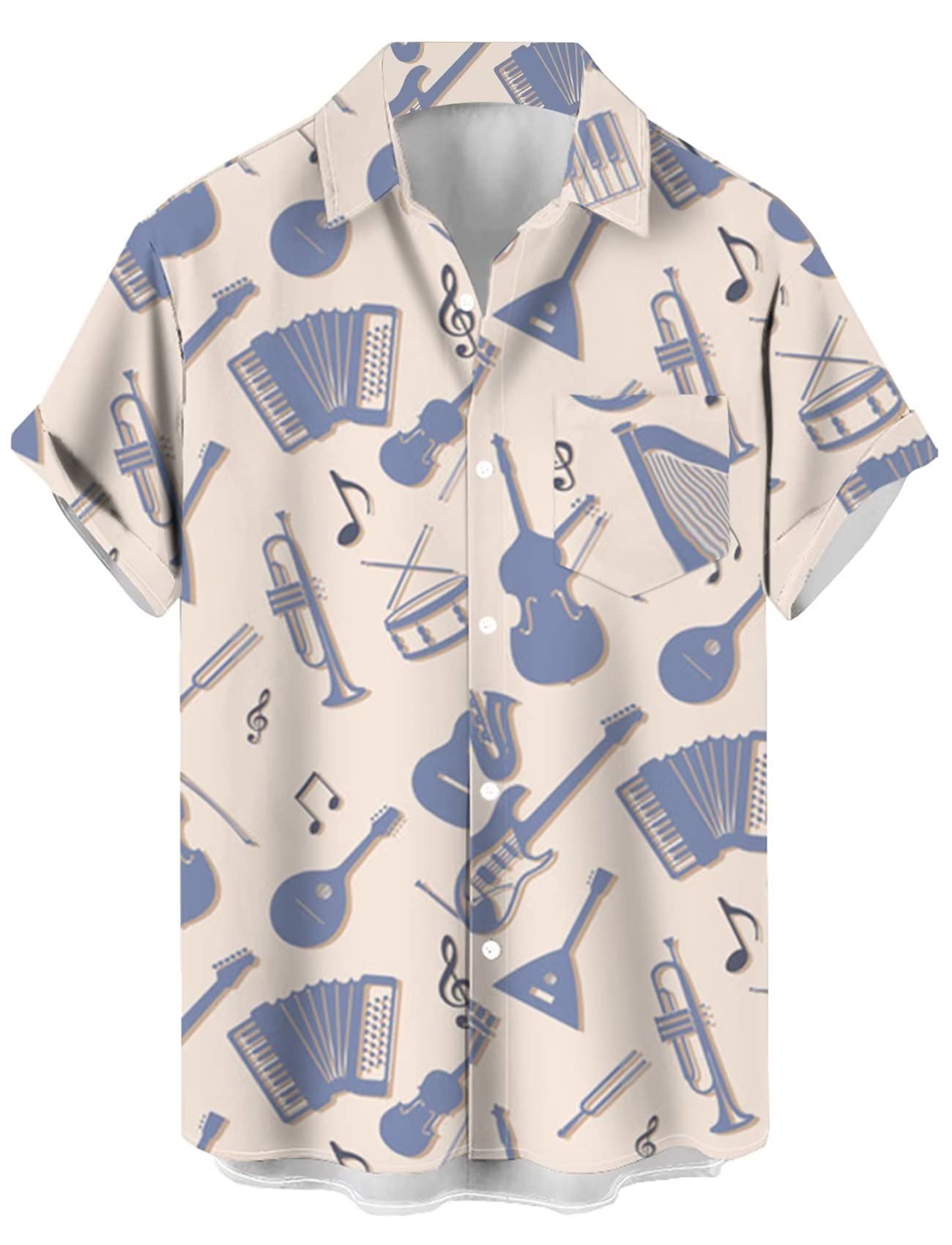 Men's Vintage Bowling Shirt 1950s Retro Rockabilly Style Short Sleeve Button Down Music Hawaiian Shirts, Brass-blueviolet, XL