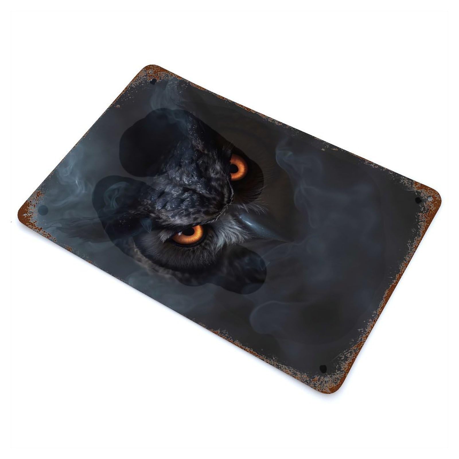 Wild Owl Halloween Rust Effect Tin Sign 11.8"x7.9", Novelty Wall Decor for Garage, Pub Or Kitchen