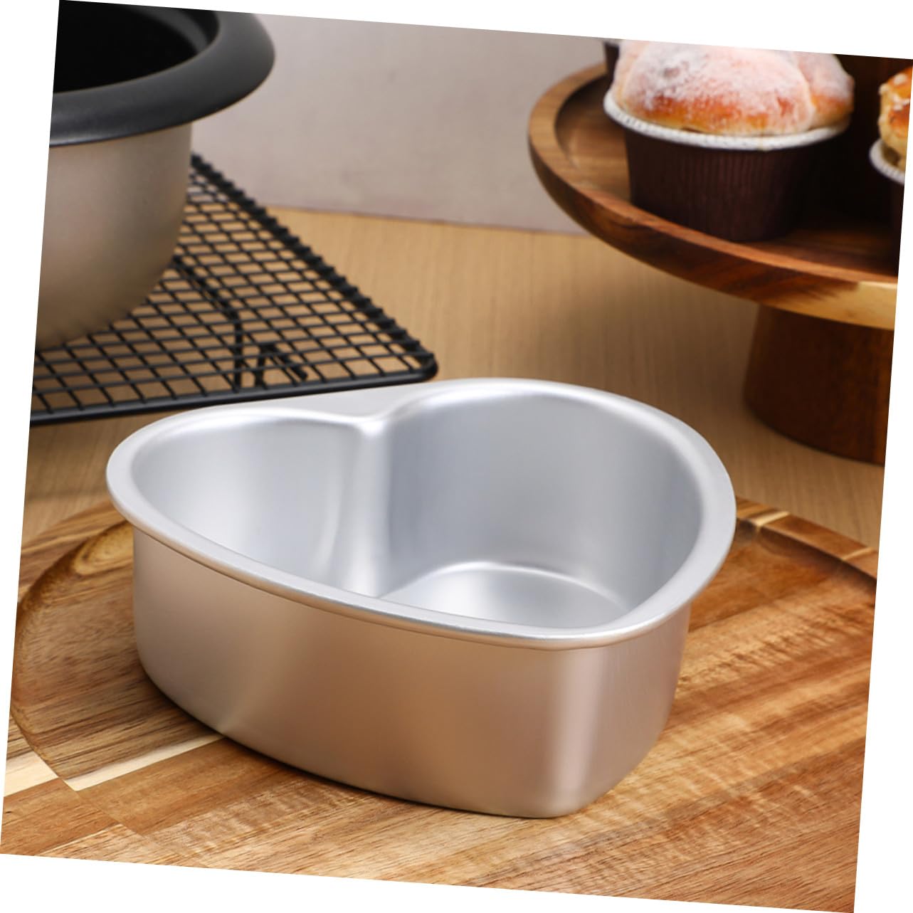 VALICLUD Molde para Pastel en Forma de Corazón 7 Pulgadas Aluminio con Base Extraíble Diseño Multiusos para Hornear Mini Tartas Cumpleaños Bodas Set de 2 Piezas