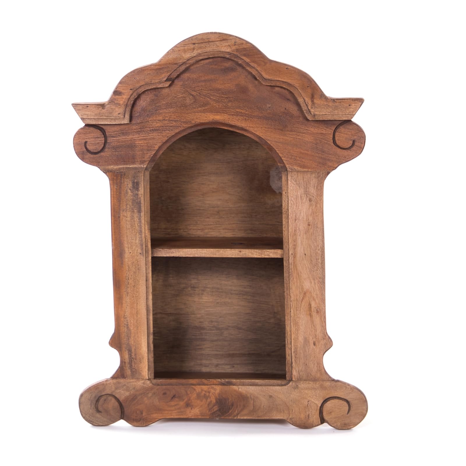 DESIGN DELIGHTS WANDREGAL Anello | mit Schnitzereien, Mahagoni Holz, 62 cm | Holz Wandschrank, Hängeregal, antikes Holzregal