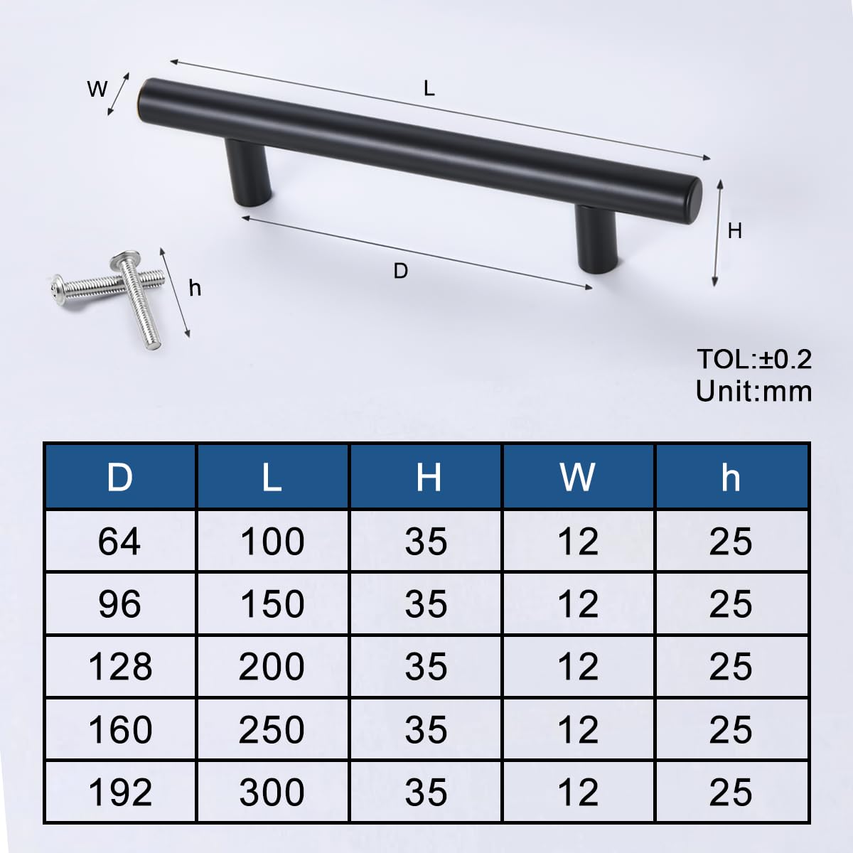 Drenky 2 Pack Black Kitchen Door Handles - Image 2