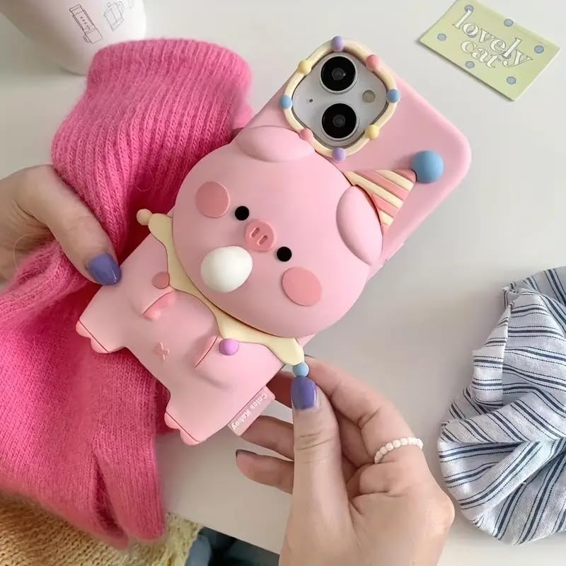 Image of COVERLY for iPhone 12 Pro 3D Pig Blowing Bubble Gum Case,Full Protective Squishy 3D Toy Lovely Piglet Play Back Case Cartoon Cute Soft Silicone Fashion Funny Phone Cover for Apple iPhone 12 Pro