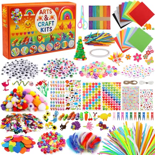 DOITEM Pfeifenreiniger Craft Supplies, 2000Pcs Kunsthandwerk Zubehör Bastelset Kinder, Bastelbedarf für Kinder Age 4-9, Scrapbooking Bastelset