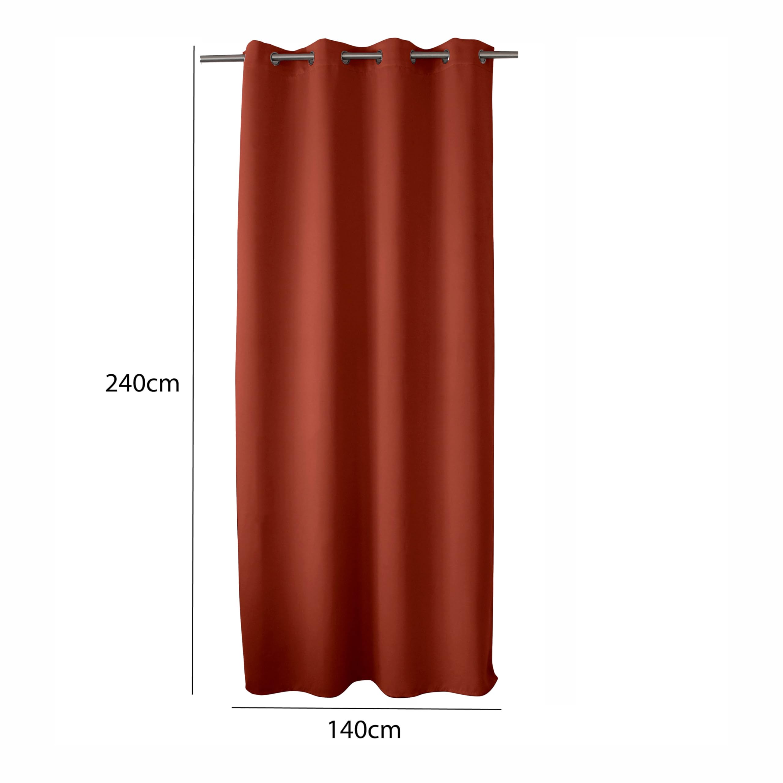 ED Enjoy Home Tenda Oscurante con Occhielli argentati, Terracotta, 140 x 240 cm, 100% Poliestere, Tessuto Certificato Oeko-Tex, Collezione Liquirizia