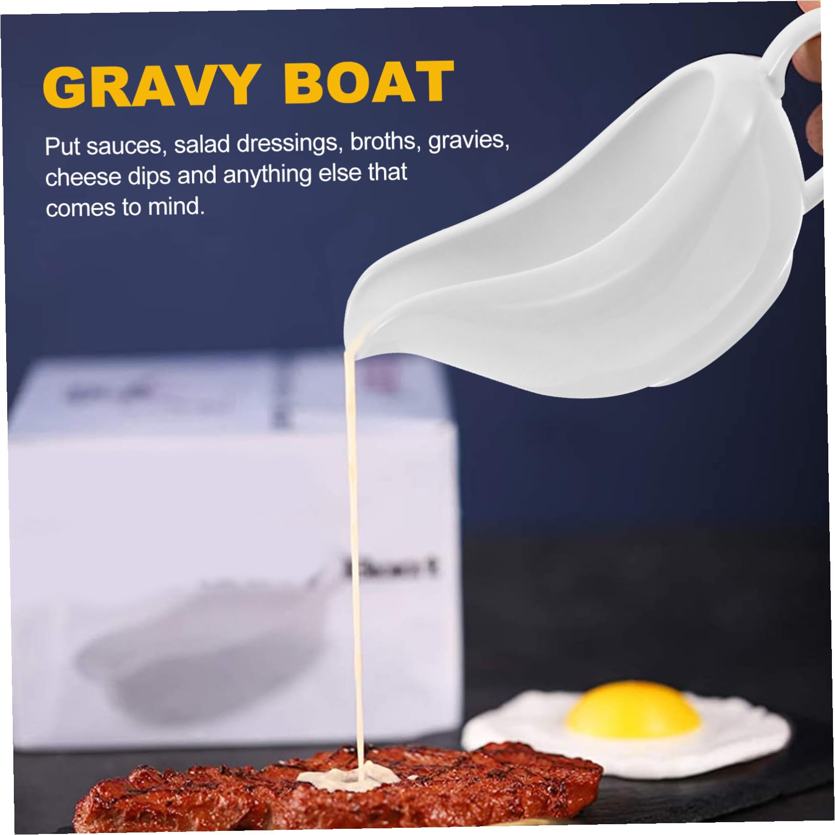 YARNOW Salsiera Set per Condimenti e Salse in Porcellana Bianca Manico Ergonomico e Beccuccio per per Uso Quotidiano e Occasioni Speciali