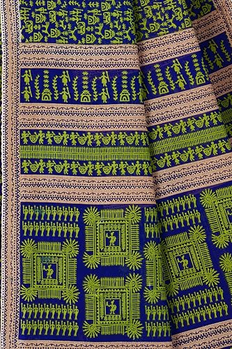 Image of TAMAIRA FASHION Mulmul Pure Cotton Saree For Woman Warli Printed |Office Wear Daily Wear Sarees For Women Without Blouse Piece(Available in 16 Colours)