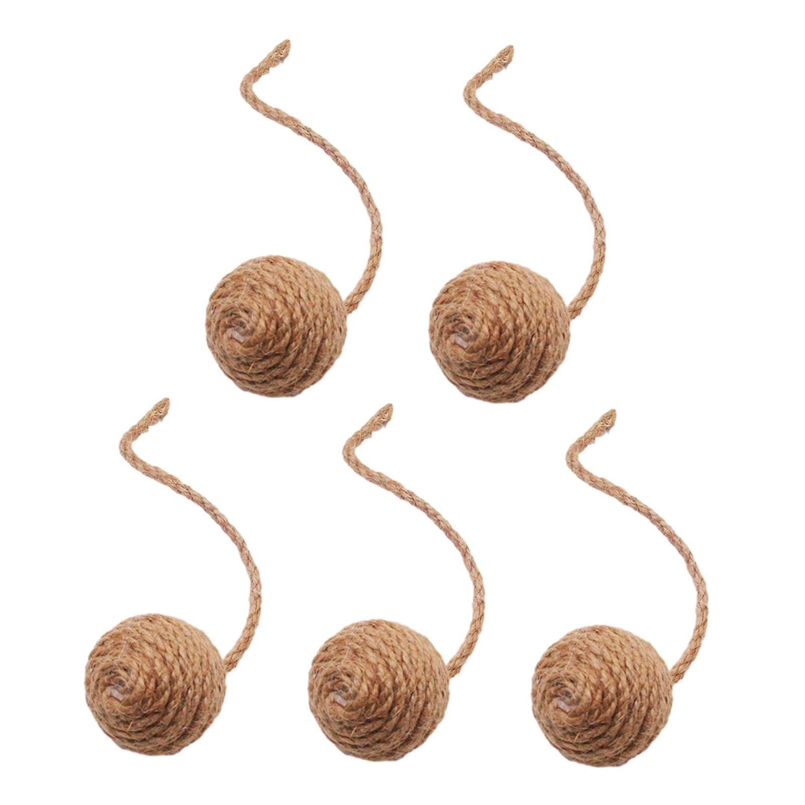 ＡＷＨＡＯ 5pcs Cat Sisal Rope Balls Cat Teaser Toys Cat Hemp Rope Balls for Small Medium Large Cats, 4.5cm Yellow