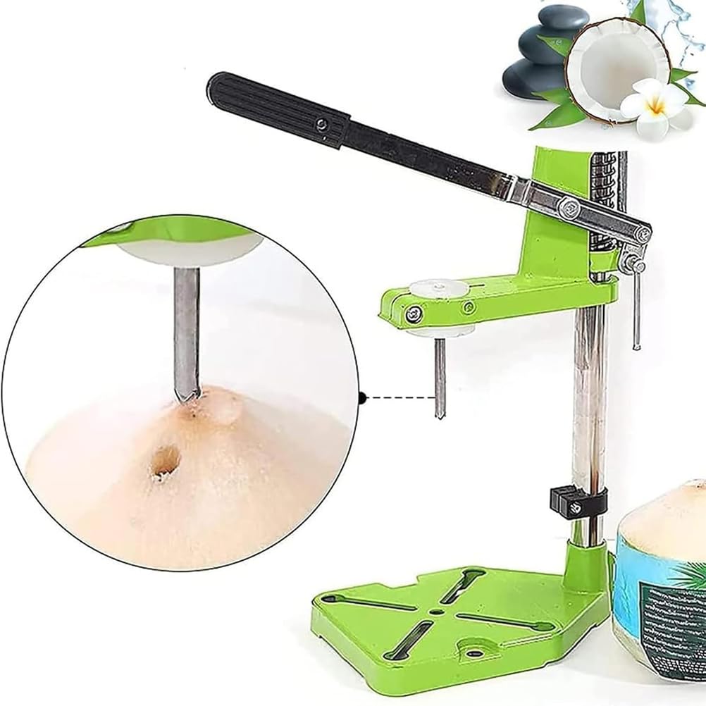 Herramienta de apertura de coco, abridor manual de agujeros de coco con mango de palanca, diseño vertical ajustable en altura para un uso doméstico fácil y eficiente apertura de coco verde