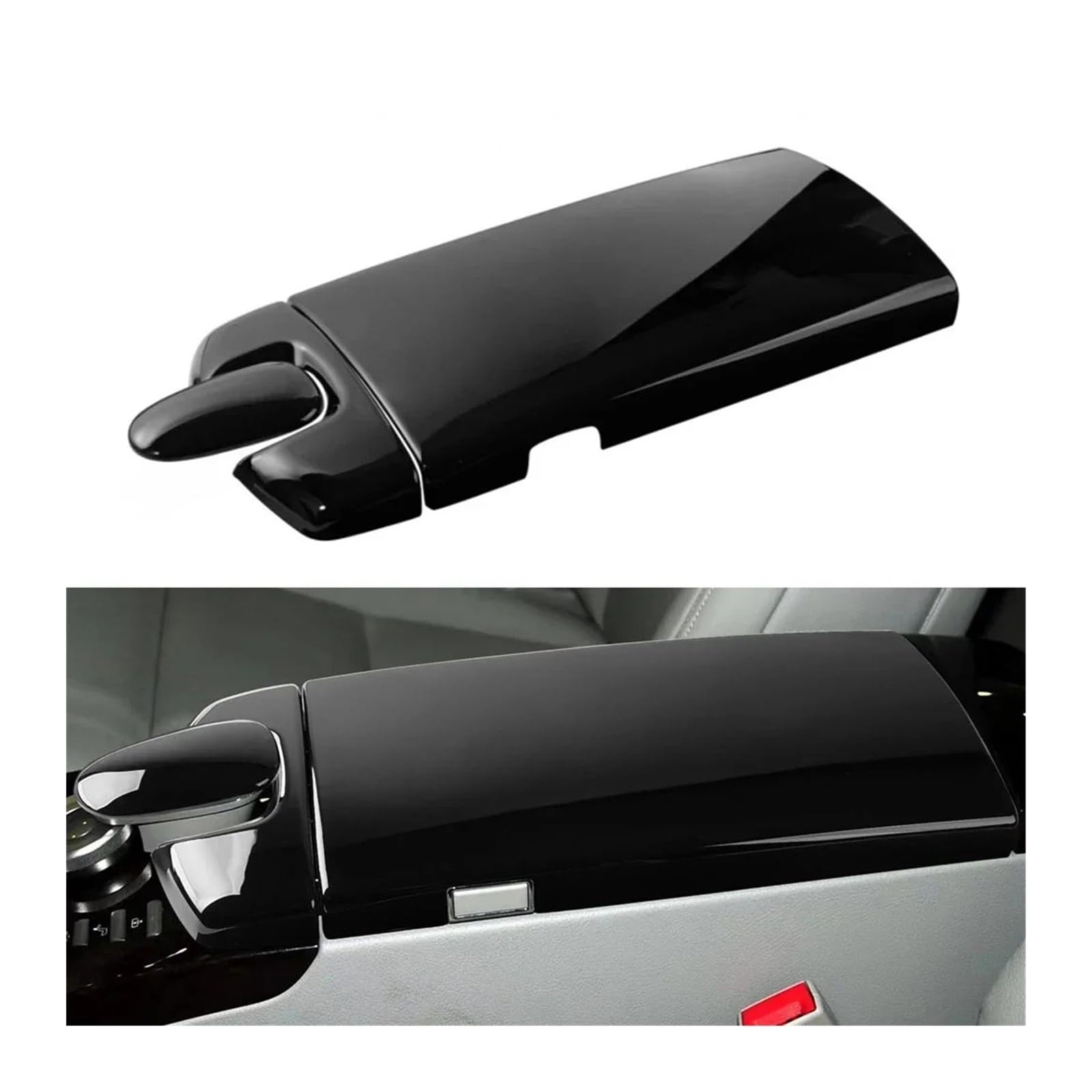 For Benz S for Klasse W221 2008 2013 Konsole mit unserer leuchtend schwarzen Konsolen-Armlehnenbox-Panel-Abdeckung