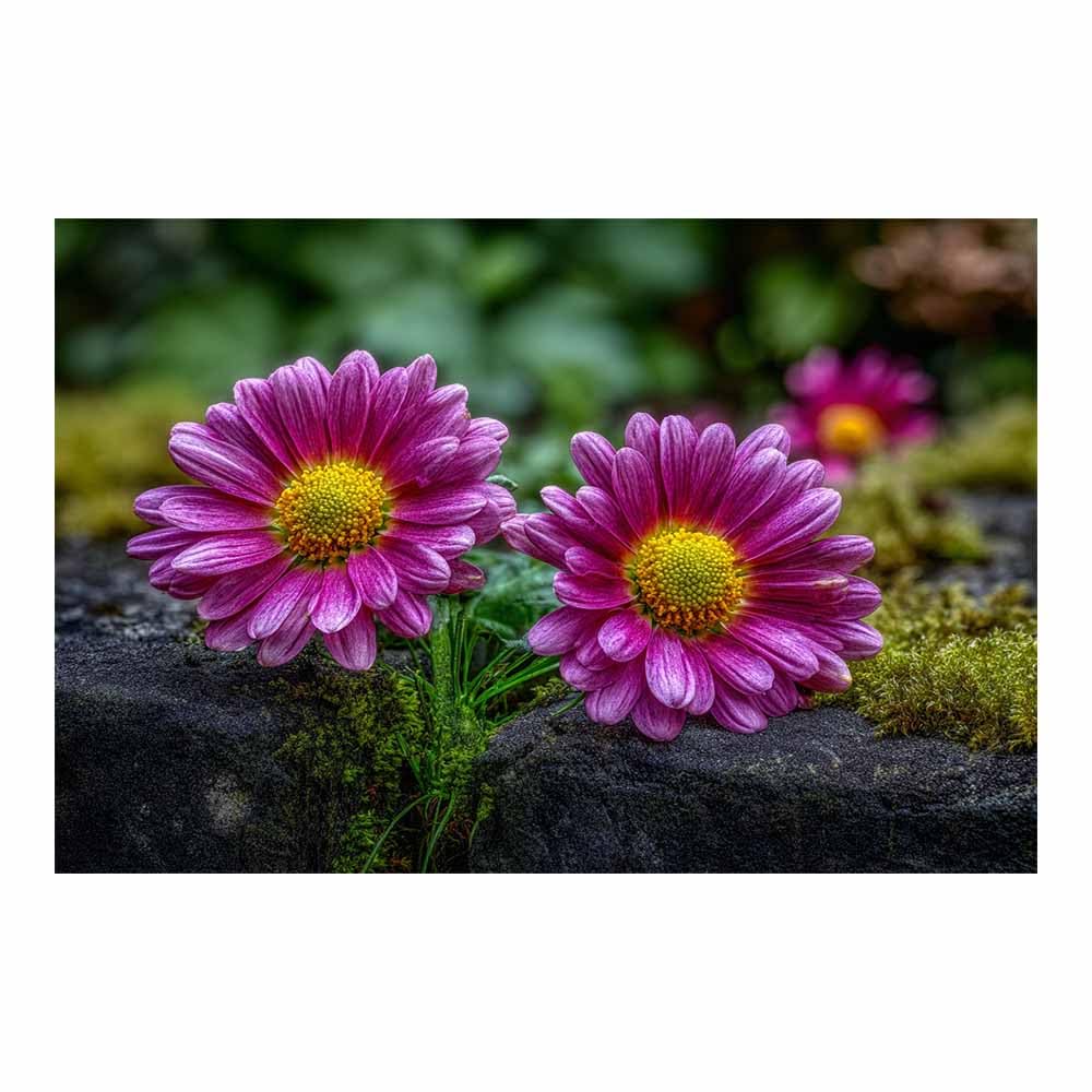 ZAMAEIU Forest Landscape Painting Double Chrysanthemums Canvas Artwork posters & prints Suitable for Living Room Bathroom Bedroom Home Wall Decoration(pink)-30x50cm Unframed