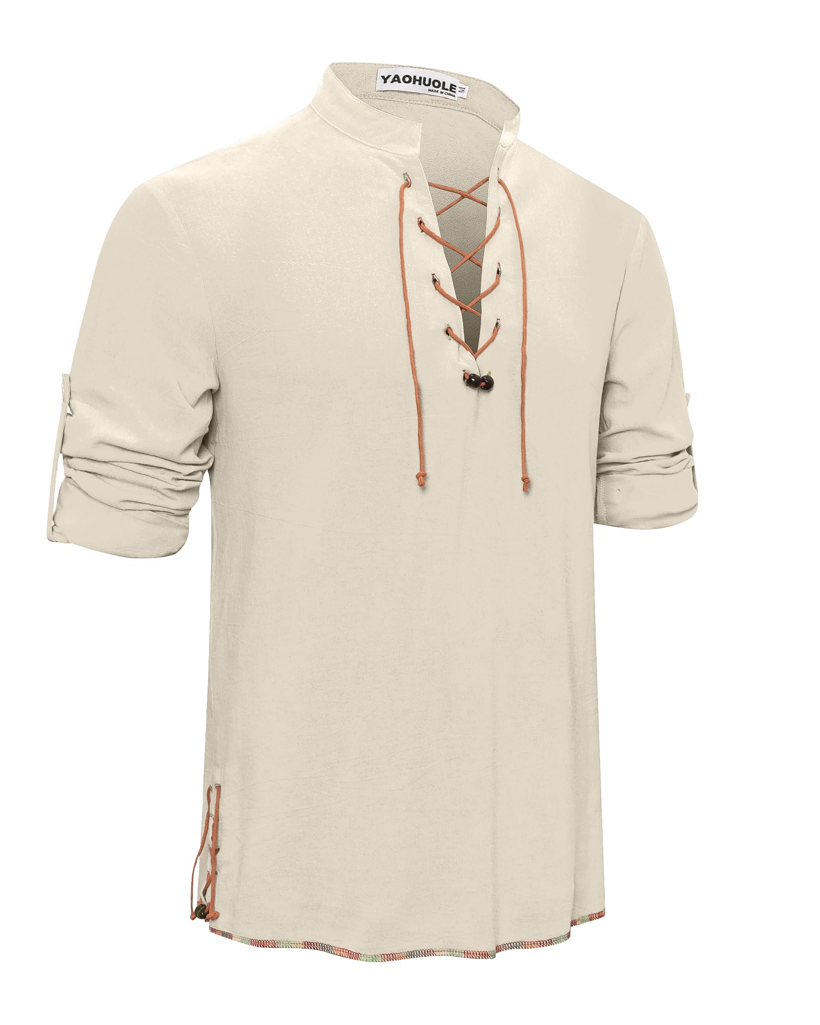 YAOHUOLE Camisa de Lino para Hombre de Manga Corta mediteredad Camisa de Verano de Manga Corta para Hombre