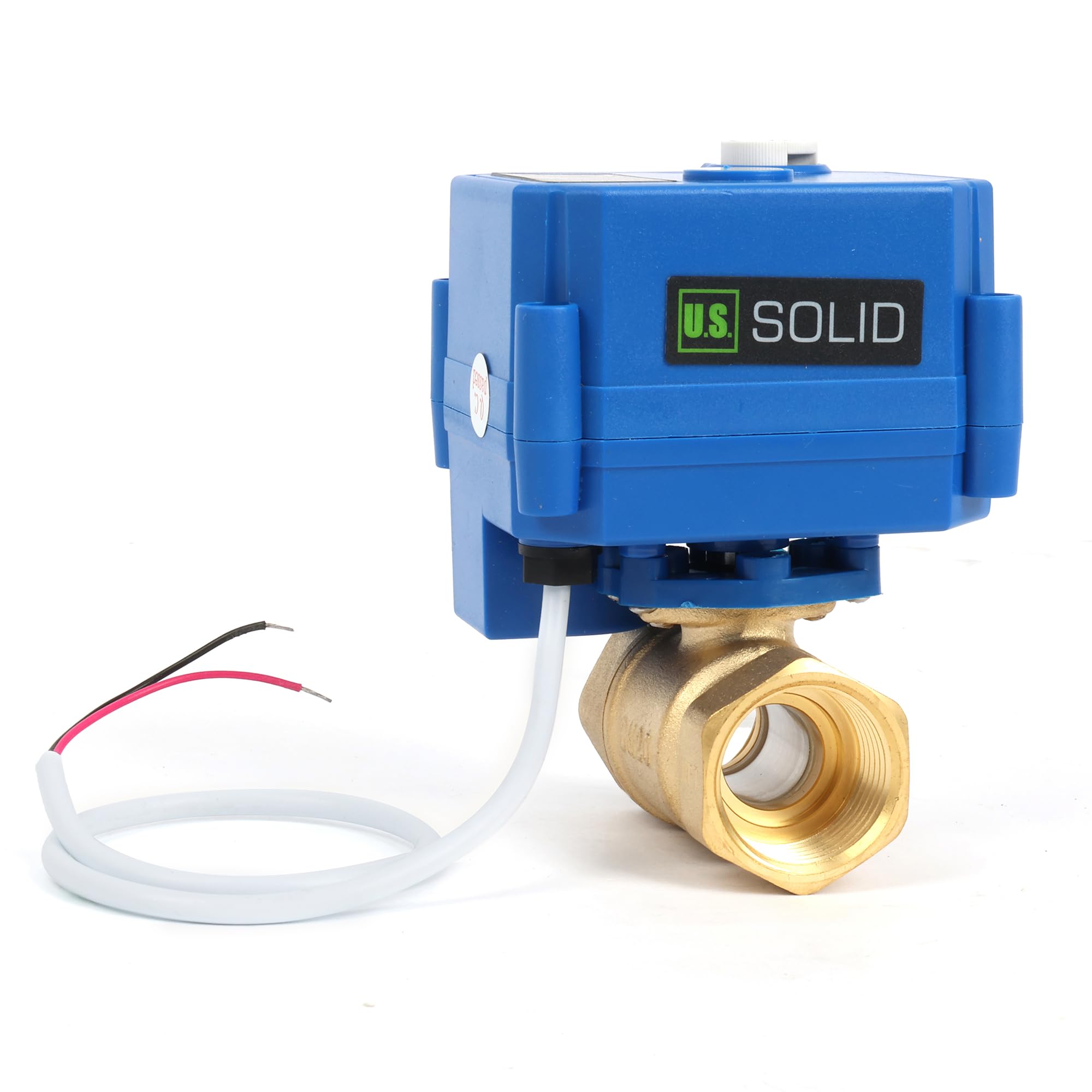 U.S. Solid Valvola a sfera motorizzata in ottone 3/4" - 9-24 V AC/DC, ritorno automatico 2 fili, comando manuale, normalmente aperta, porta completa