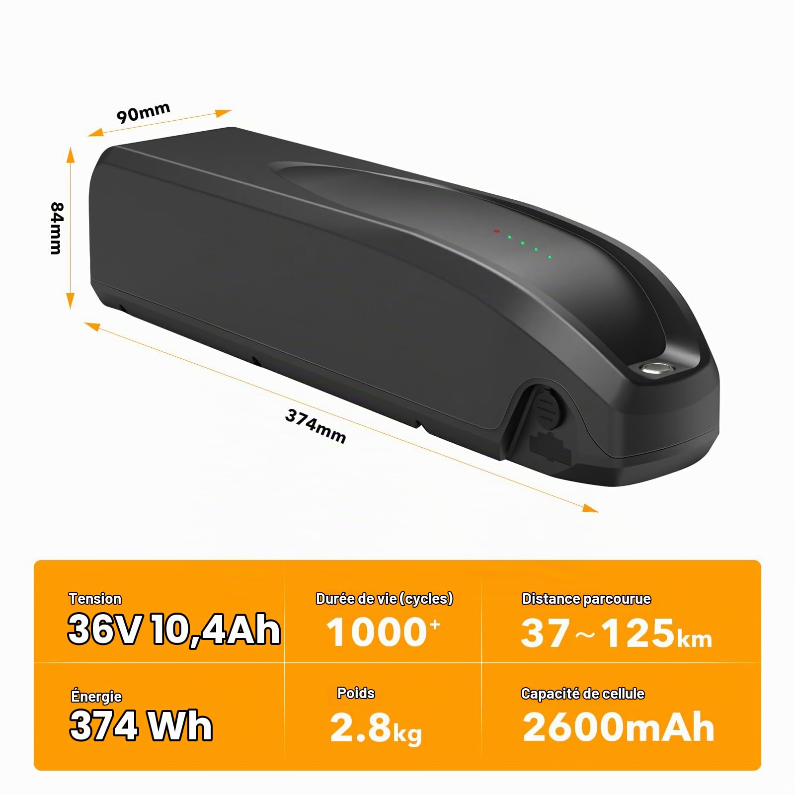 SEASON Ebike Batterie Downtube ZZ98 pour BLAUPUNKT Can-Bus - 36V 10,4Ah (374Wh) sans Support - ZZ981004 - Replacement Battery Compatible avec Vélo Prophete Art.-Nr. 326