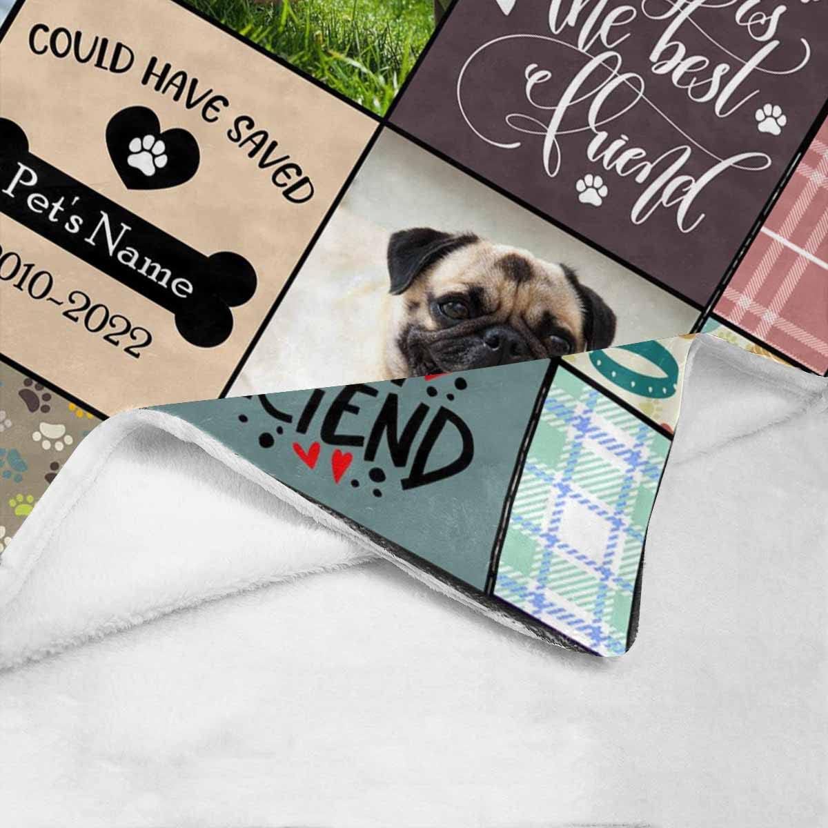 Personlaized Blanket Pictures Collage in Loving Memory Leave Paw Prints on My Heart Pet Loss Sympathy Memorial Dog Remembrance Soft Bed Blanket Throws