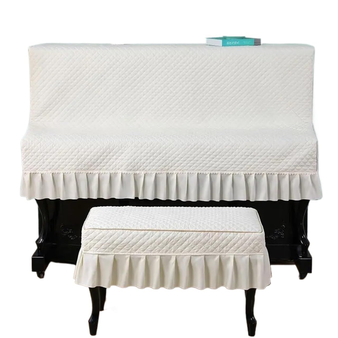 Copertura antipolvere per pianoforte verticale, Telo Copri Pianoforte Verticale Multicolor Misura Universale -Proof ive(White,Piano - Single Stool)